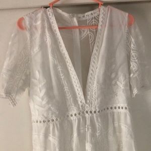 Gorgeous white lace romper with long skirt